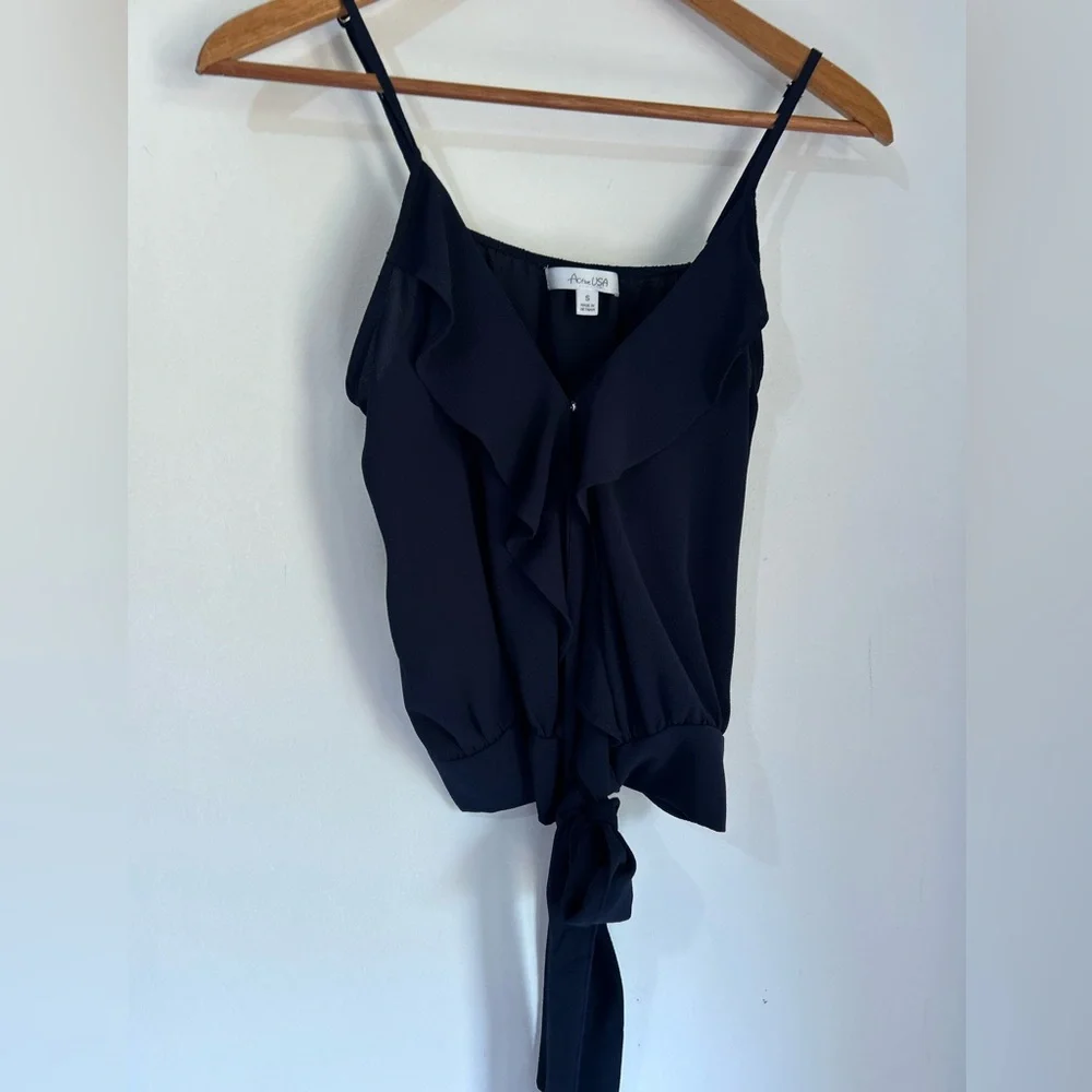 Active USA Black Ruffle Camisole 90’s Y2K - Picture 2 of 6